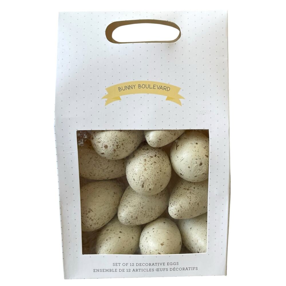 Bunny Boulevard Wooden Eggs Set of 12 Speckled Easter Decor NEW